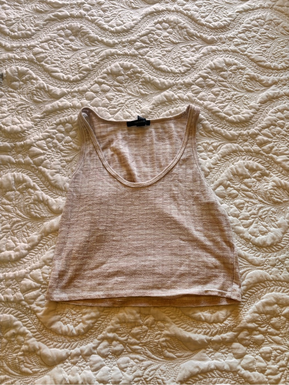 Forever 21 Light Beige Ribbed Scoop Neck Tank